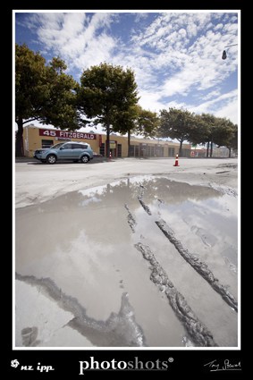 Fitzgerald Ave. Most streets East of CHCH look like this from liquefaction.