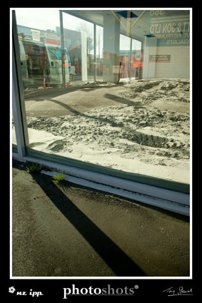 A shop selling liquefaction? Worse inside than out, now the streets have been cleared.