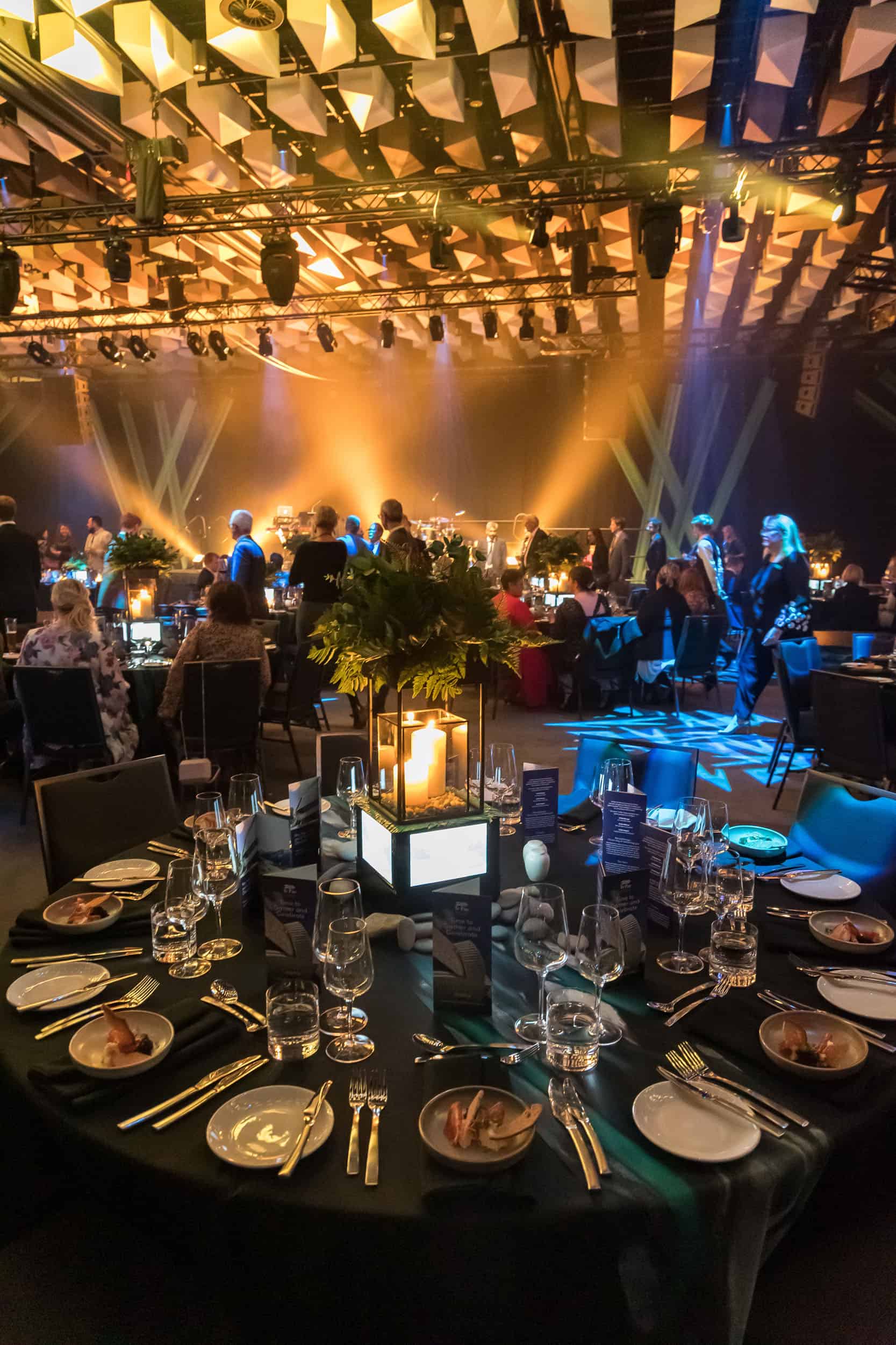 Dinner function table set up Te Pae Christchurch.