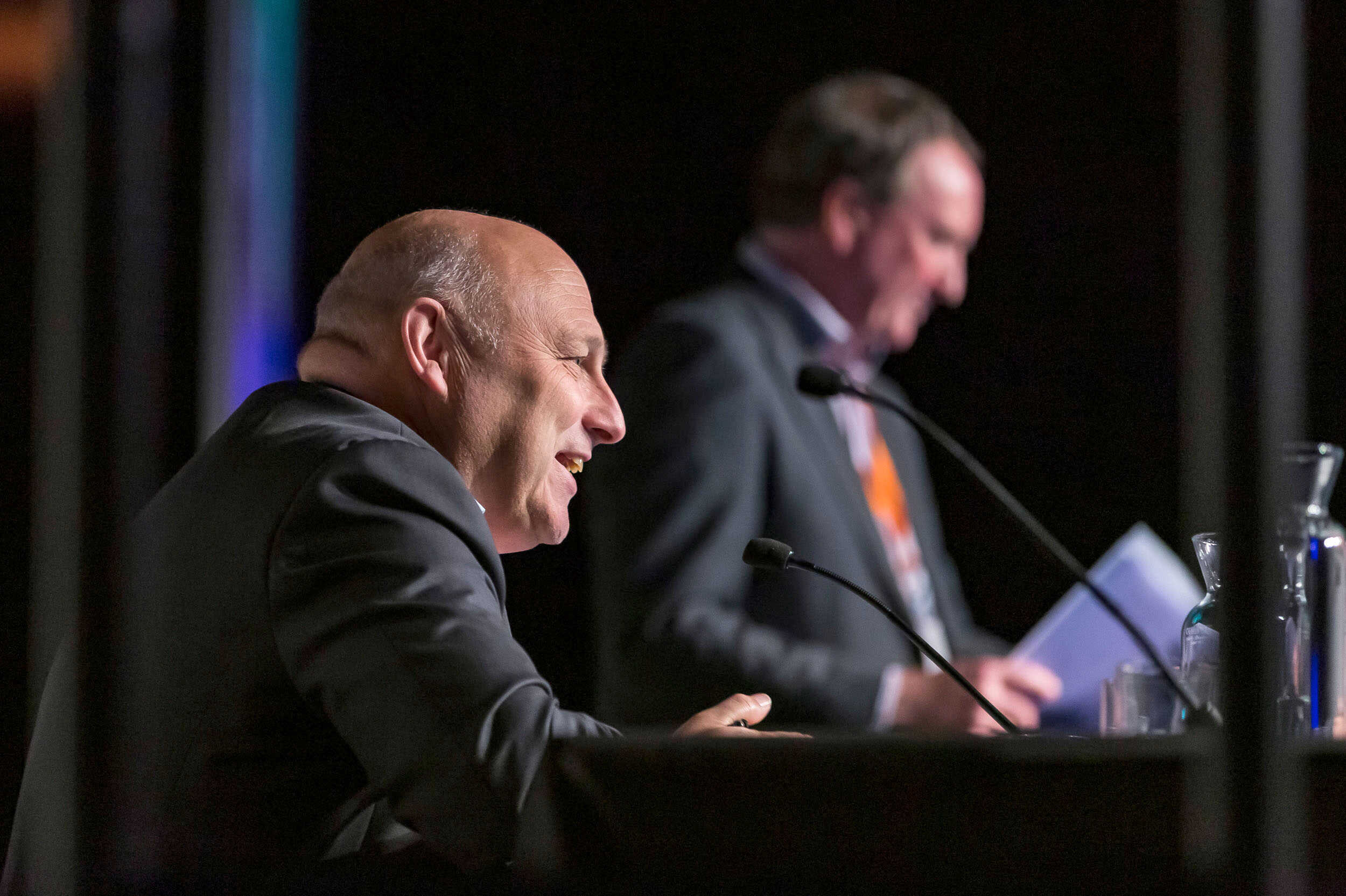 Panelist responds to questions during conference session at Te Pae, Christchurch.