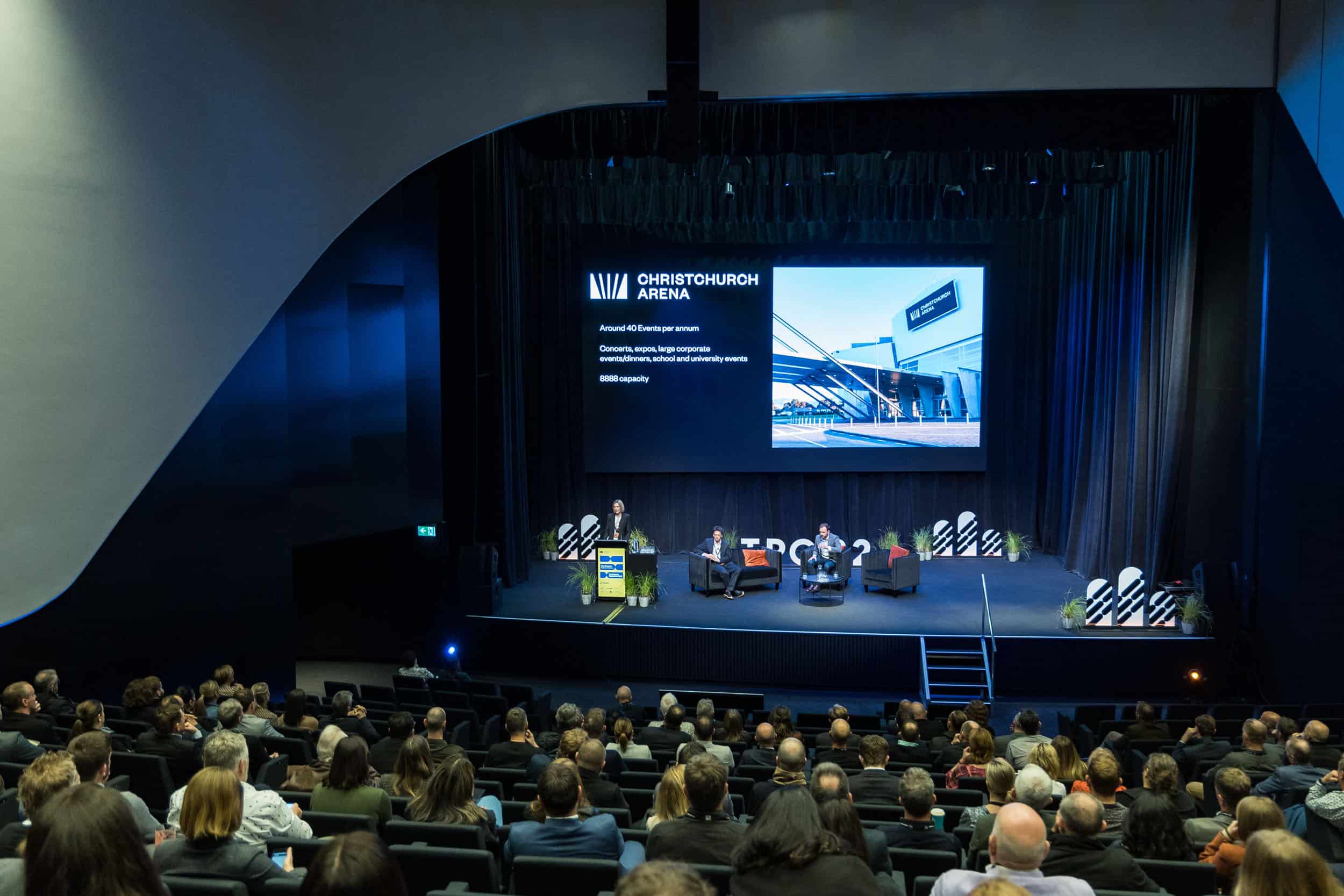 Half auditorium presentation at Te Pae, Christchurch.