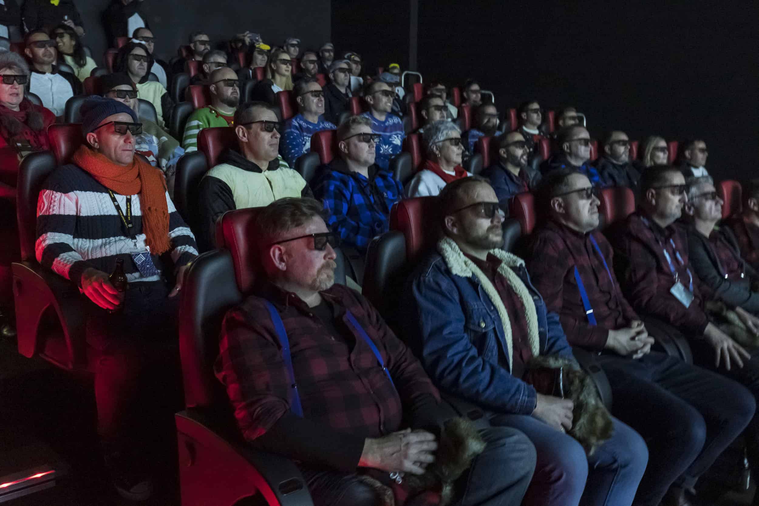 Full theatre enjoys the 4D Antartactic movie experience at the International Antarctic Centre, Christchurch.