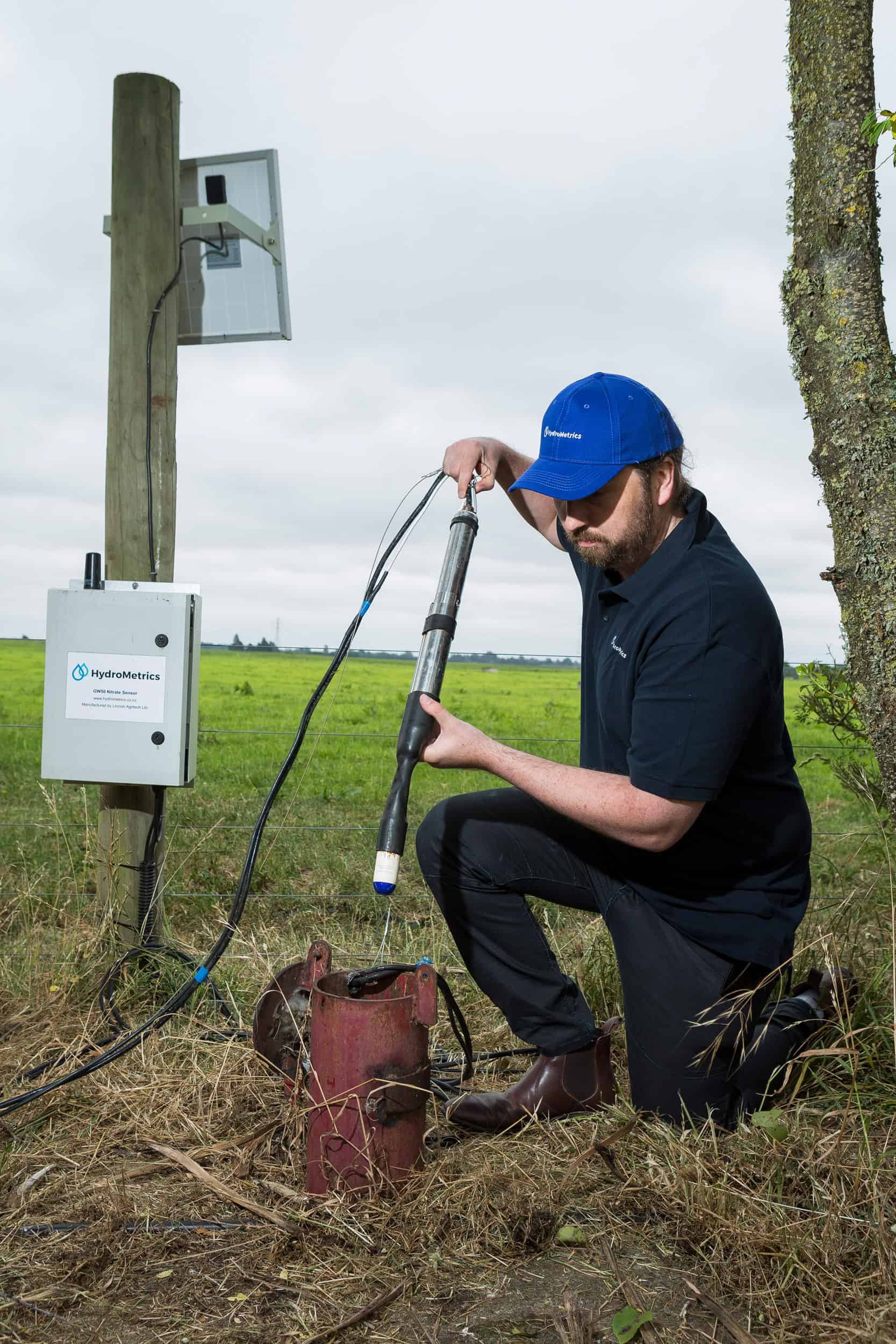 Tecnician inspects water bore in Canterbury.