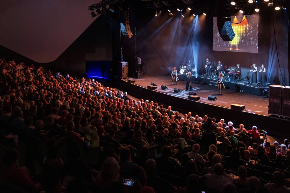 Elton John tribute act performs on stage at Te Pae. 