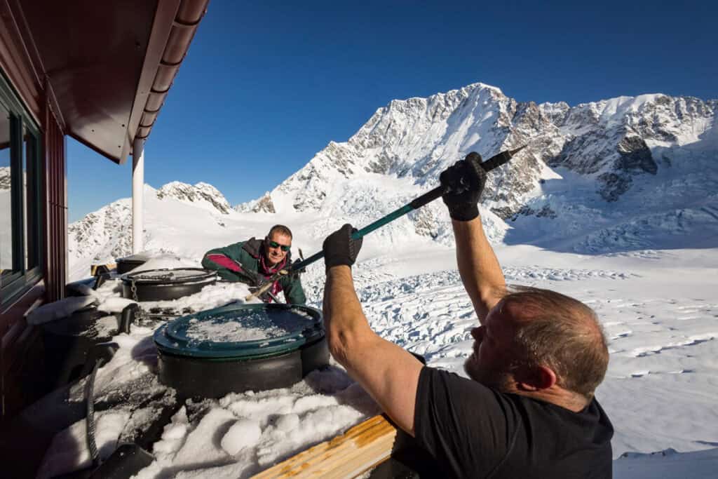 Frozen water tanks Plateau Hut